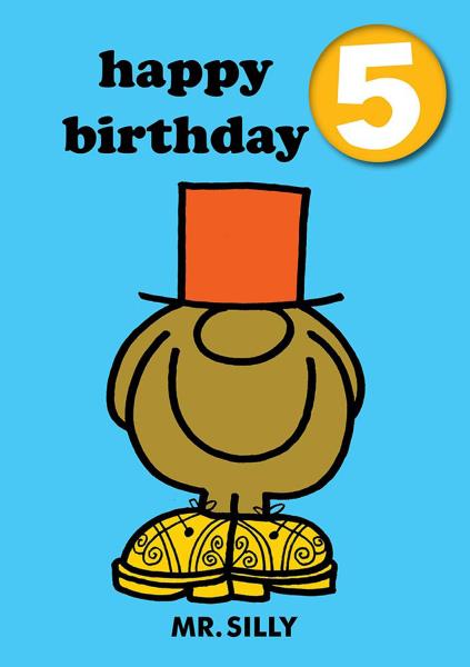 Mr Silly Happy Birthday 5 Badge Greetings Card